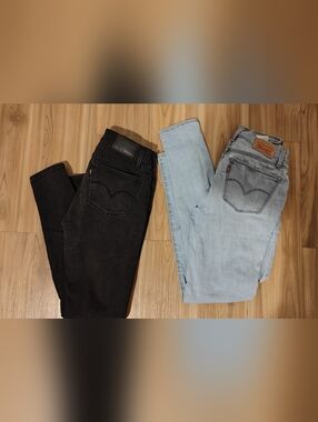 Levi's 710 Women's Skinny Jeans Duo - Black & Light Blue Wash